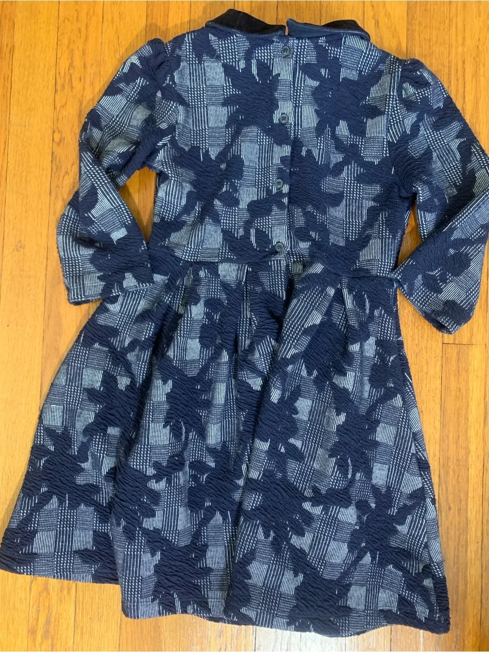 Janie and Jack Navy and Light Blue Velvet Collar Dress 7Y